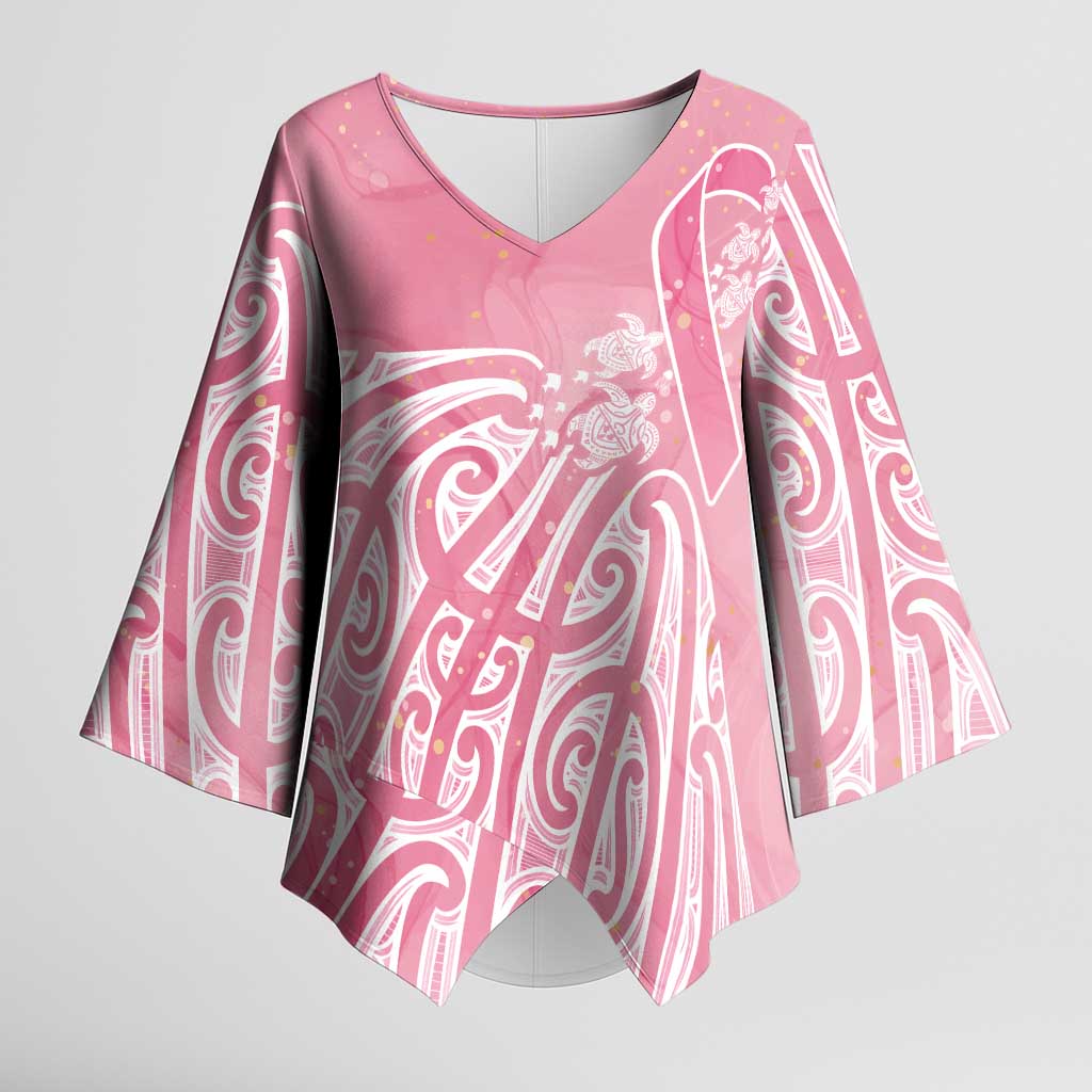 Breast Cancer Awareness Maori Kimono Sleeve Blouse Kia Kaha Kia Maia Kia Manawanui LT7 Female Pink - Polynesian Pride