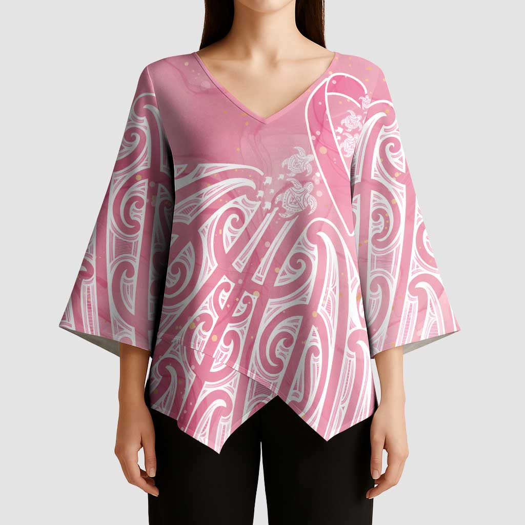 Breast Cancer Awareness Maori Kimono Sleeve Blouse Kia Kaha Kia Maia Kia Manawanui LT7 - Polynesian Pride