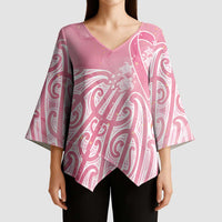 Breast Cancer Awareness Maori Kimono Sleeve Blouse Kia Kaha Kia Maia Kia Manawanui LT7 - Polynesian Pride