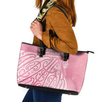 Breast Cancer Awareness Maori Leather Tote Bag Kia Kaha Kia Maia Kia Manawanui LT7 Pink - Polynesian Pride