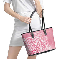 Breast Cancer Awareness Maori Leather Tote Bag Kia Kaha Kia Maia Kia Manawanui LT7 - Polynesian Pride