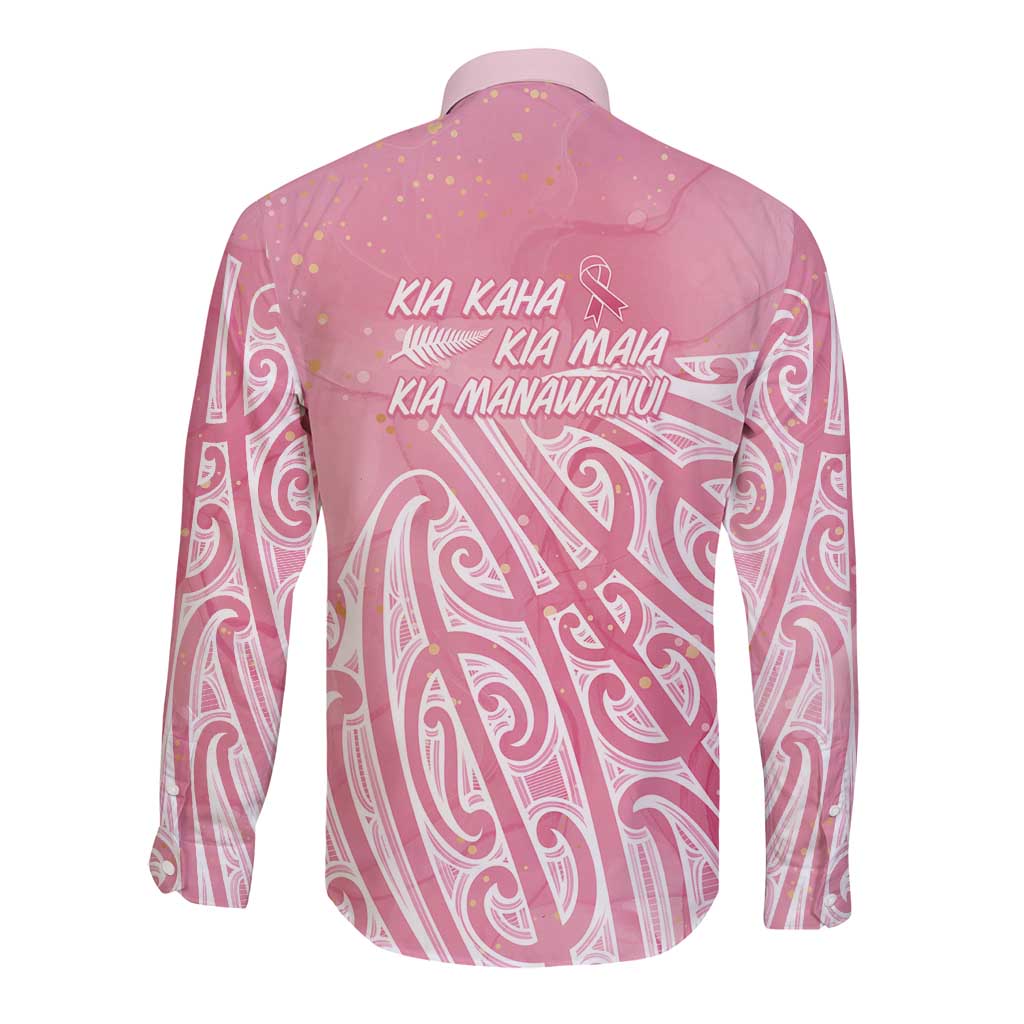 Breast Cancer Awareness Maori Long Sleeve Button Shirt Kia Kaha Kia Maia Kia Manawanui LT7 - Polynesian Pride