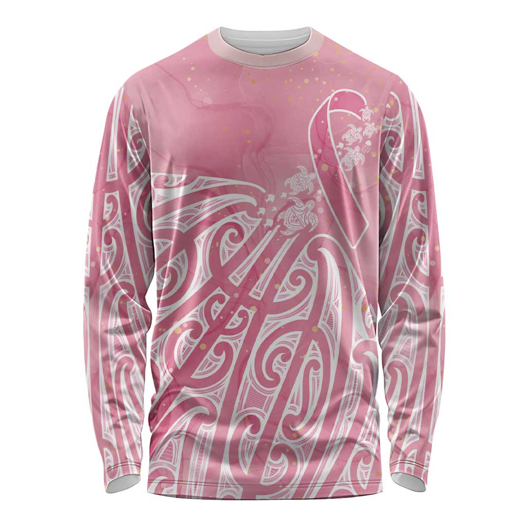 Breast Cancer Awareness Maori Long Sleeve Shirt Kia Kaha Kia Maia Kia Manawanui LT7 Unisex Pink - Polynesian Pride