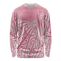 Breast Cancer Awareness Maori Long Sleeve Shirt Kia Kaha Kia Maia Kia Manawanui LT7 Unisex Pink - Polynesian Pride