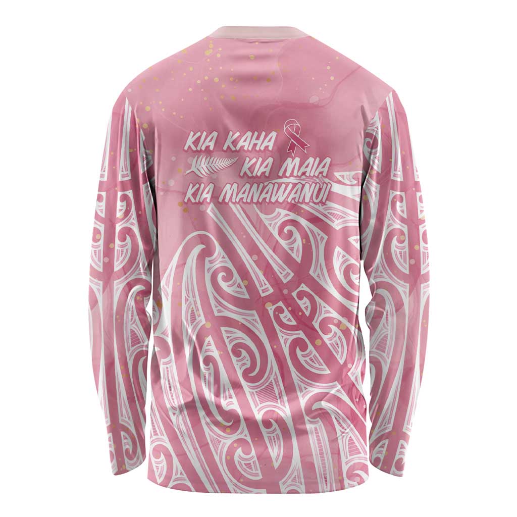 Breast Cancer Awareness Maori Long Sleeve Shirt Kia Kaha Kia Maia Kia Manawanui LT7 - Polynesian Pride