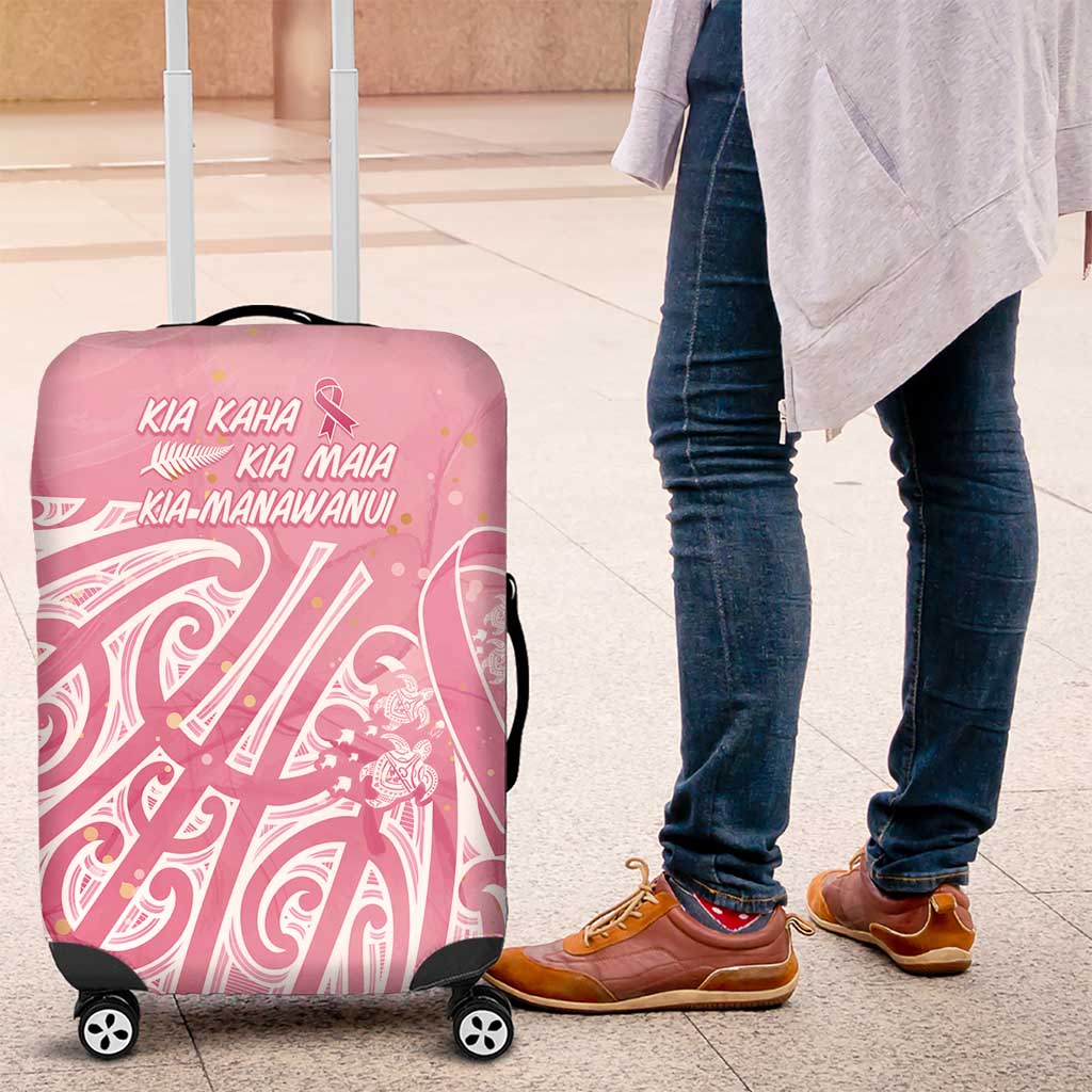 Breast Cancer Awareness Maori Luggage Cover Kia Kaha Kia Maia Kia Manawanui LT7 Pink - Polynesian Pride