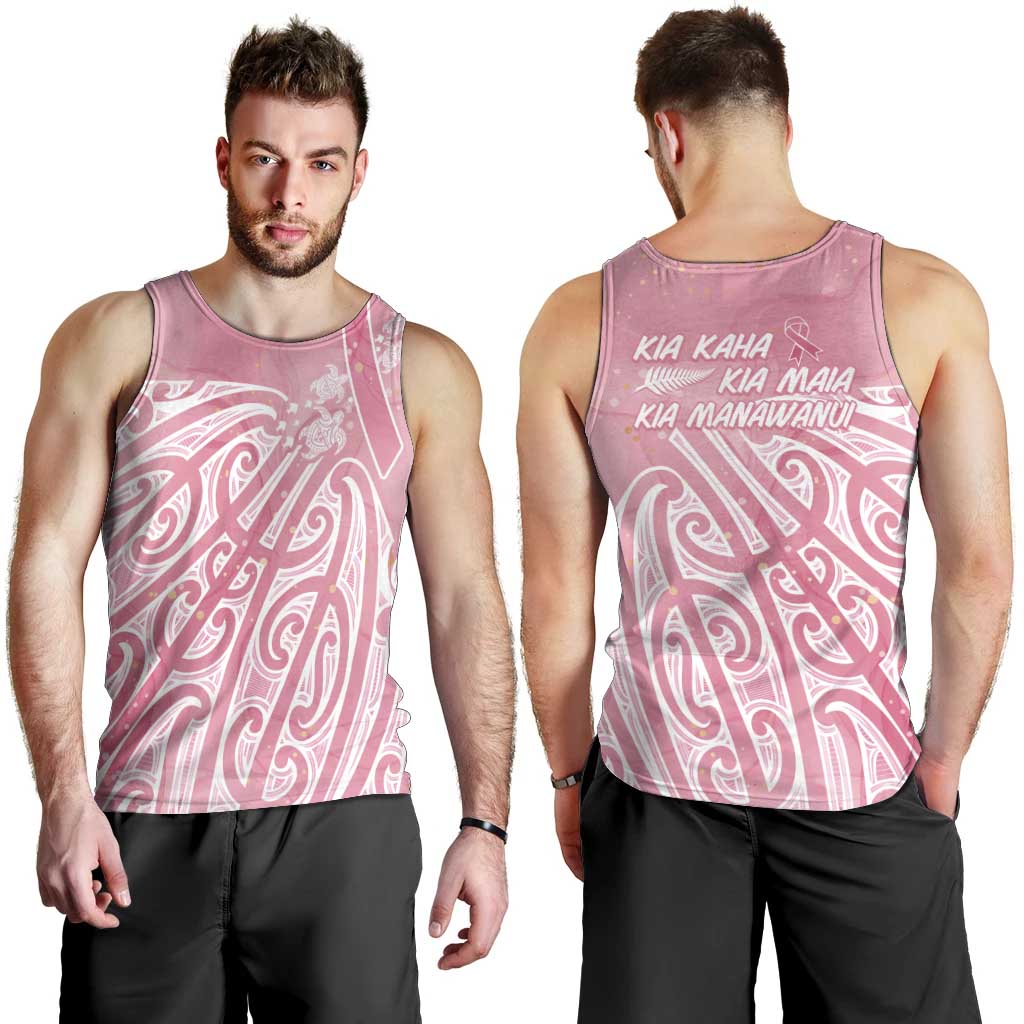 Breast Cancer Awareness Maori Men Tank Top Kia Kaha Kia Maia Kia Manawanui LT7 - Polynesian Pride