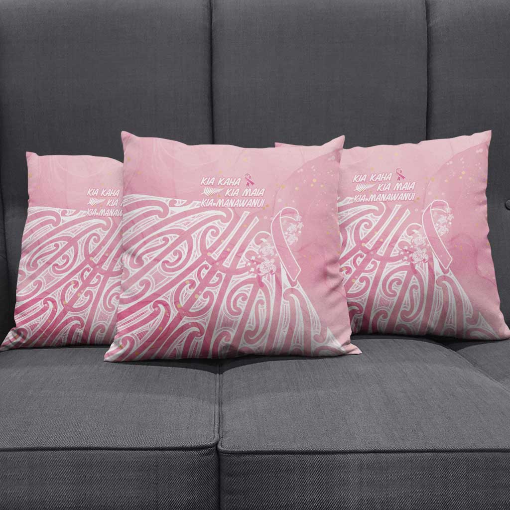 Breast Cancer Awareness Maori Pillow Cover Kia Kaha Kia Maia Kia Manawanui LT7 - Polynesian Pride