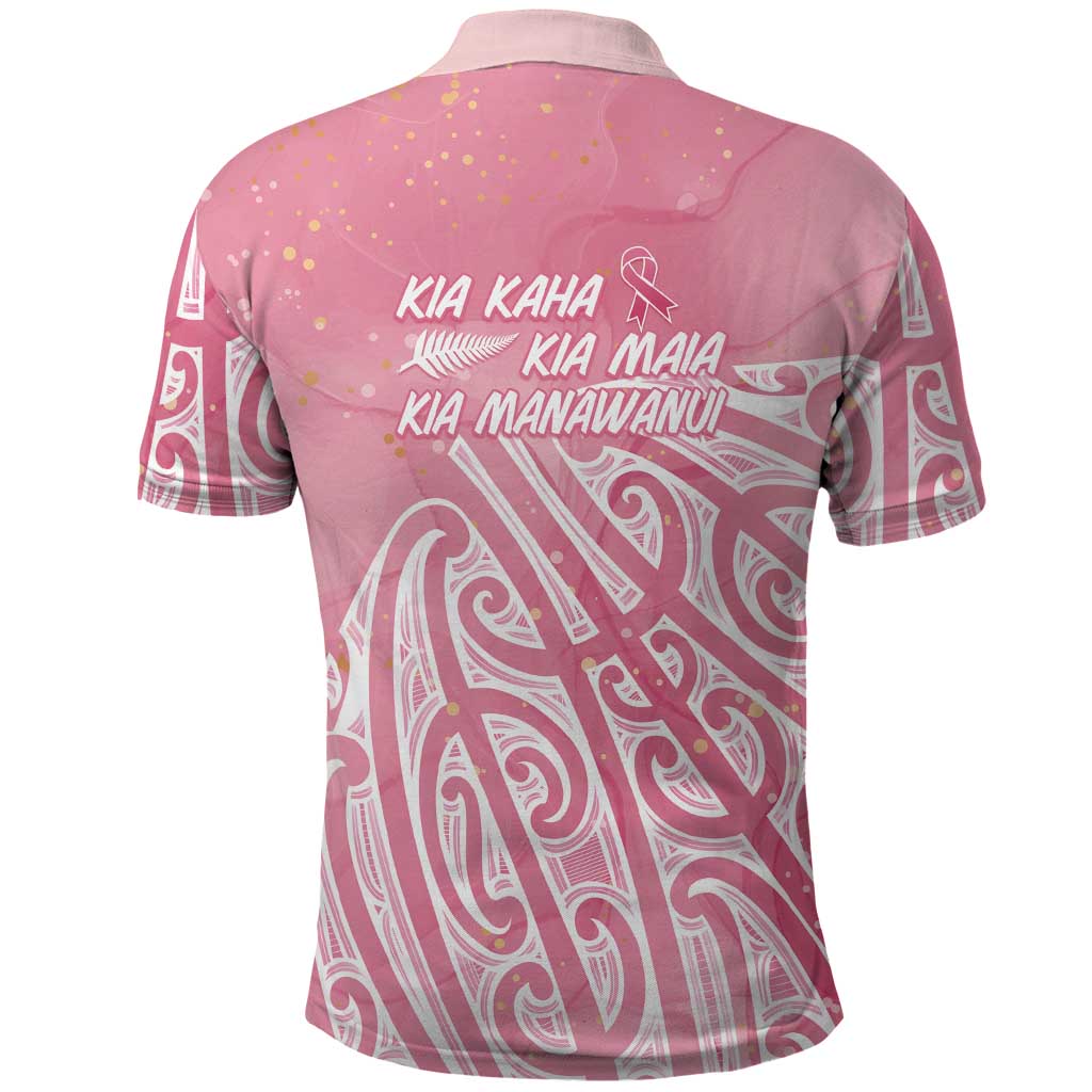 Breast Cancer Awareness Maori Polo Shirt Kia Kaha Kia Maia Kia Manawanui LT7 - Polynesian Pride