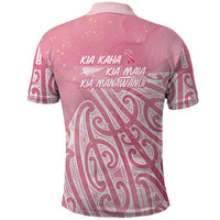 Breast Cancer Awareness Maori Polo Shirt Kia Kaha Kia Maia Kia Manawanui LT7 - Polynesian Pride
