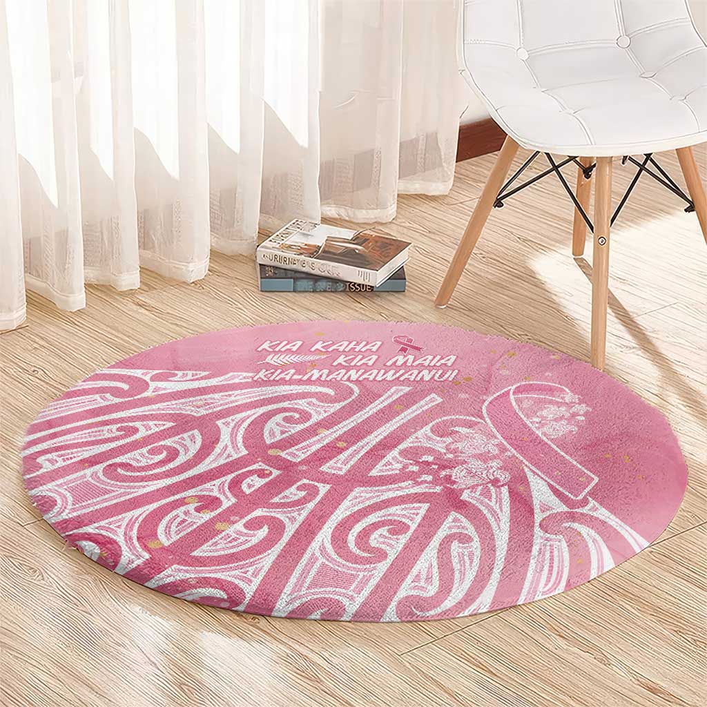 Breast Cancer Awareness Maori Round Carpet Kia Kaha Kia Maia Kia Manawanui - Polynesian Pride