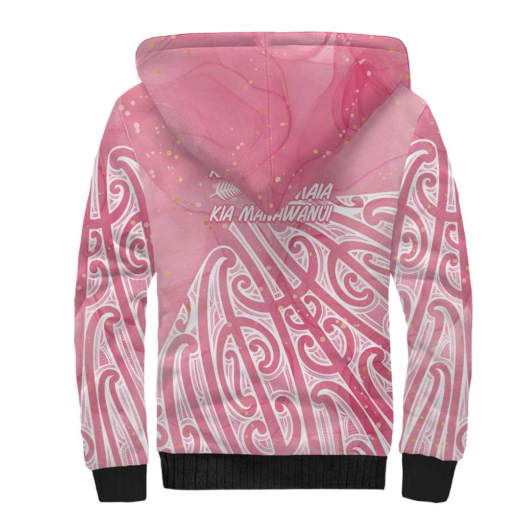 Breast Cancer Awareness Maori Sherpa Hoodie Kia Kaha Kia Maia Kia Manawanui LT7 - Polynesian Pride