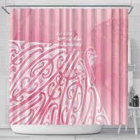 Breast Cancer Awareness Maori Shower Curtain Kia Kaha Kia Maia Kia Manawanui LT7 - Polynesian Pride