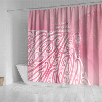 Breast Cancer Awareness Maori Shower Curtain Kia Kaha Kia Maia Kia Manawanui LT7 - Polynesian Pride