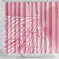 Breast Cancer Awareness Maori Shower Curtain Kia Kaha Kia Maia Kia Manawanui LT7 - Polynesian Pride