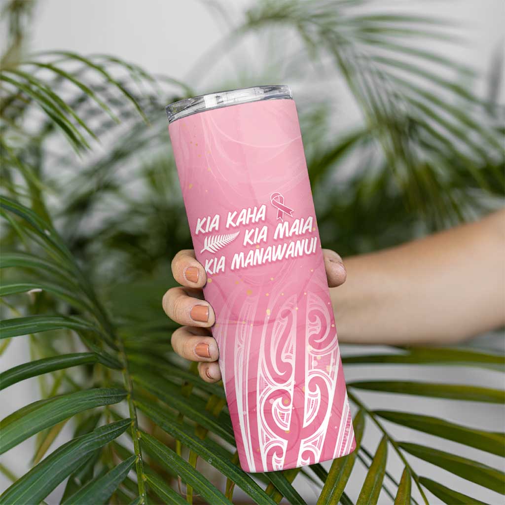 Breast Cancer Awareness Maori Skinny Tumbler Kia Kaha Kia Maia Kia Manawanui LT7 - Polynesian Pride