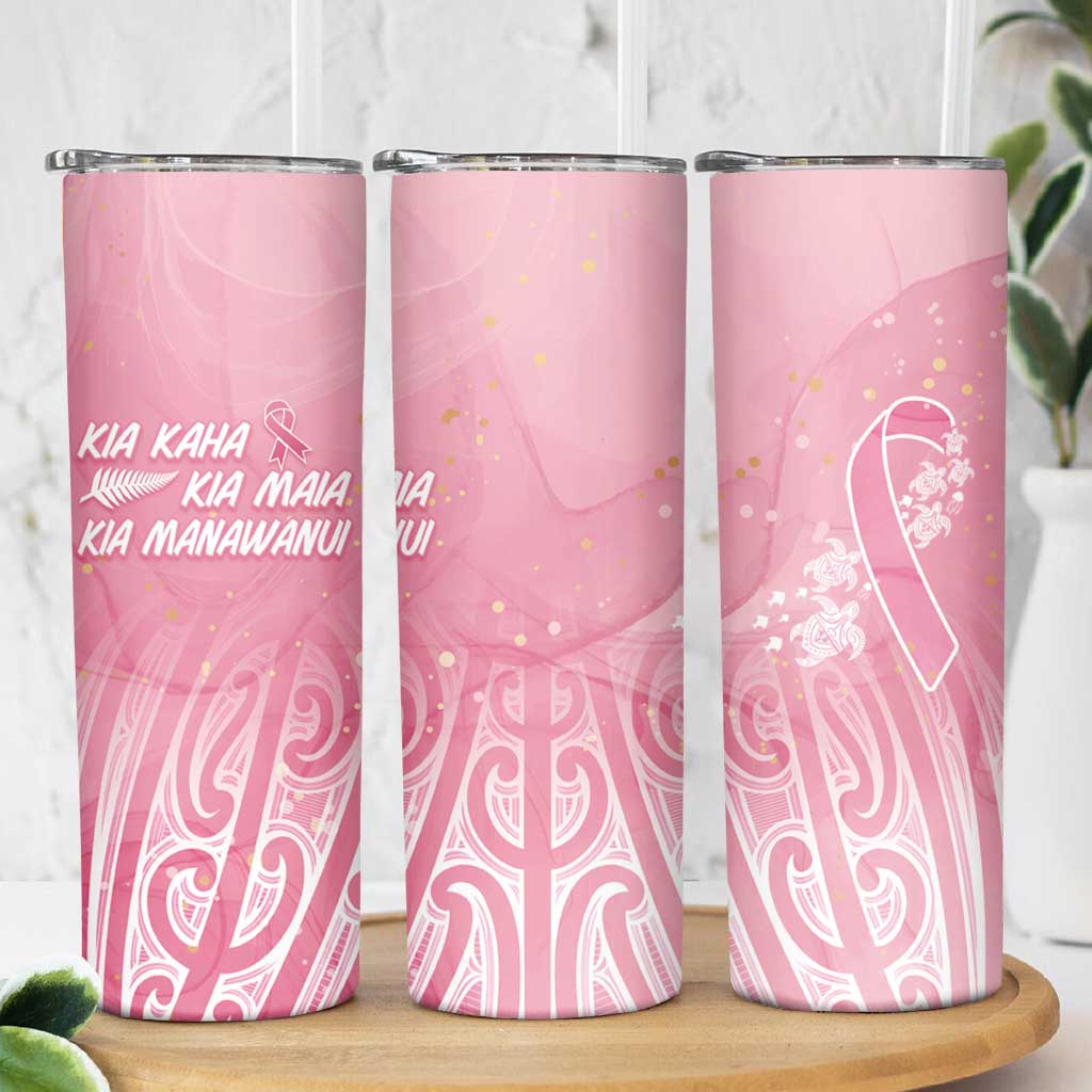 Breast Cancer Awareness Maori Skinny Tumbler Kia Kaha Kia Maia Kia Manawanui LT7 - Polynesian Pride