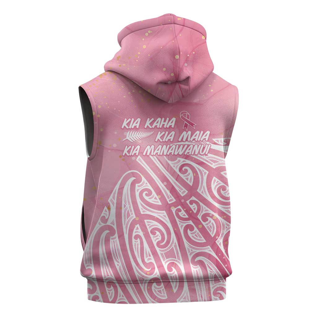 Breast Cancer Awareness Maori Sleeveless Hoodie Kia Kaha Kia Maia Kia Manawanui LT7 - Polynesian Pride