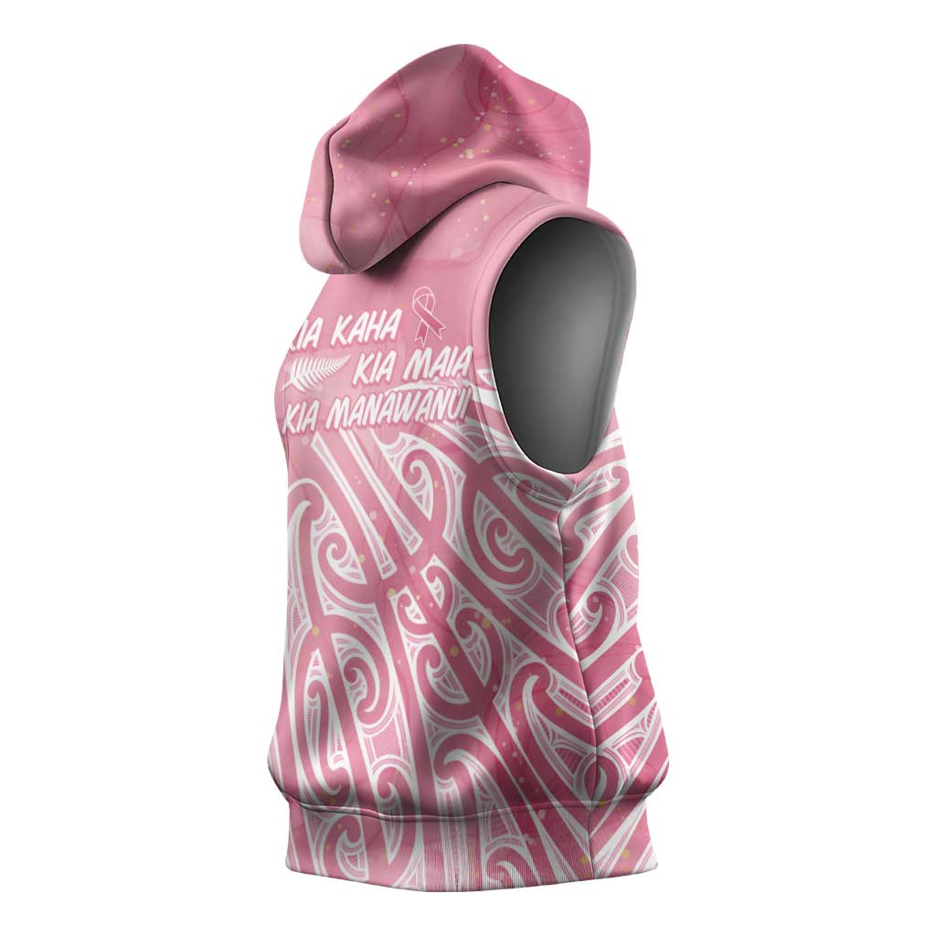 Breast Cancer Awareness Maori Sleeveless Hoodie Kia Kaha Kia Maia Kia Manawanui LT7 - Polynesian Pride