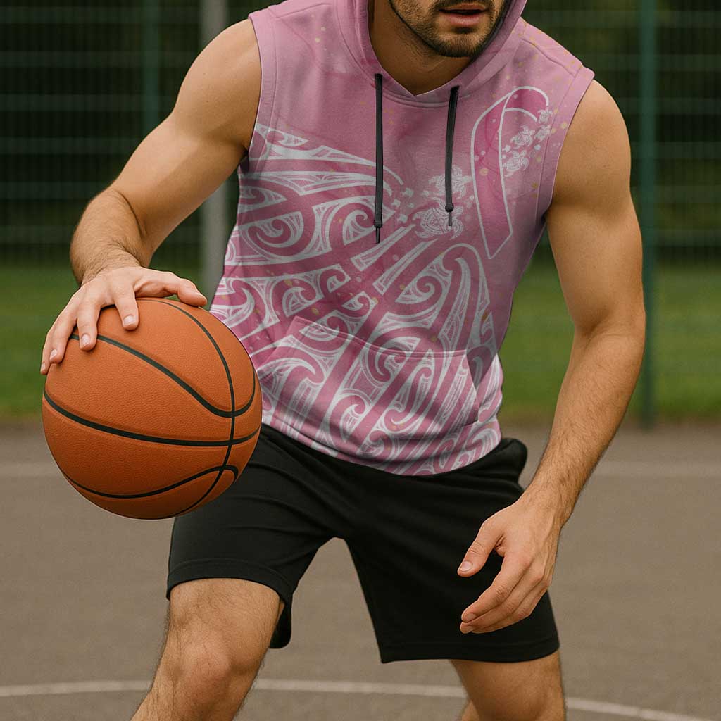 Breast Cancer Awareness Maori Sleeveless Hoodie Kia Kaha Kia Maia Kia Manawanui LT7 - Polynesian Pride