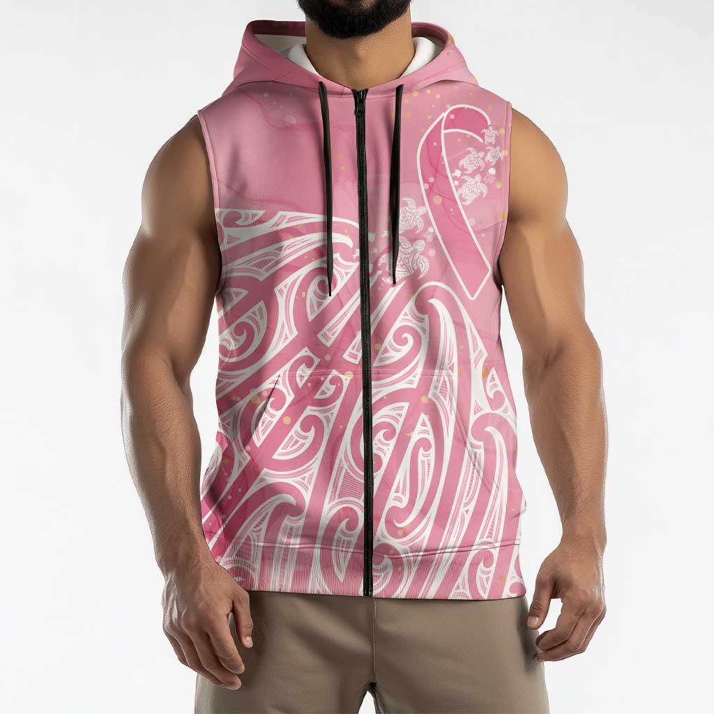 Breast Cancer Awareness Maori Sleeveless Zip Hoodie Kia Kaha Kia Maia Kia Manawanui LT7 - Polynesian Pride
