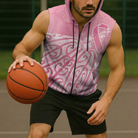 Breast Cancer Awareness Maori Sleeveless Zip Hoodie Kia Kaha Kia Maia Kia Manawanui LT7 - Polynesian Pride