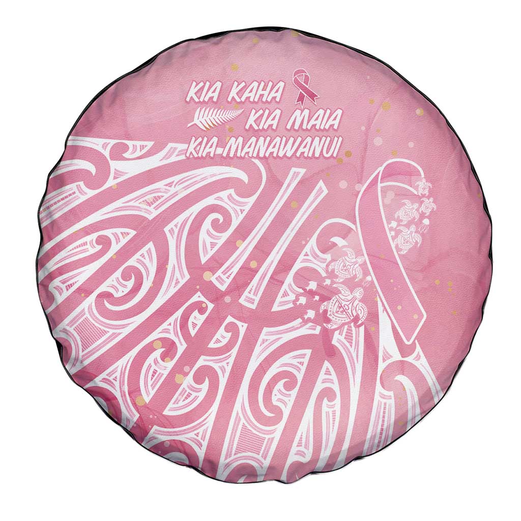 Breast Cancer Awareness Maori Spare Tire Cover Kia Kaha Kia Maia Kia Manawanui LT7 - Polynesian Pride