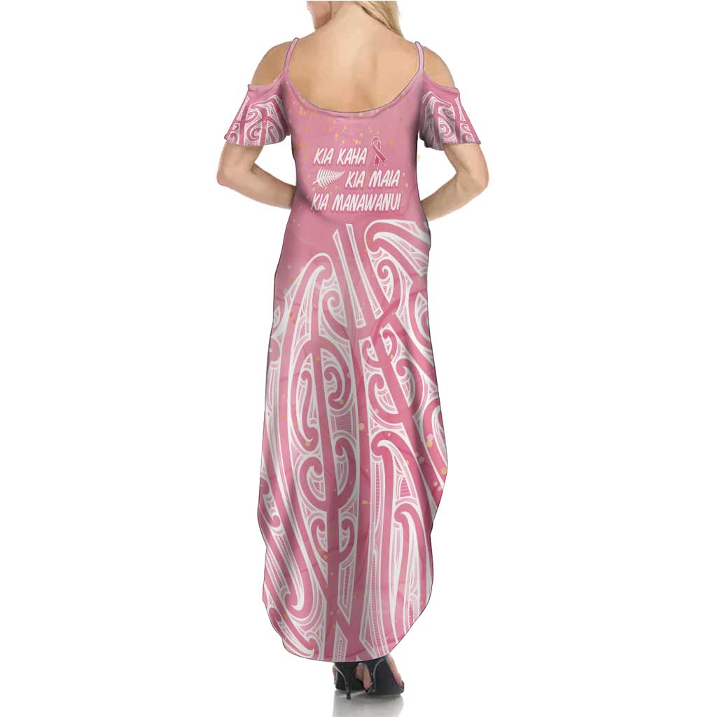 Breast Cancer Awareness Maori Summer Maxi Dress Kia Kaha Kia Maia Kia Manawanui LT7 - Polynesian Pride