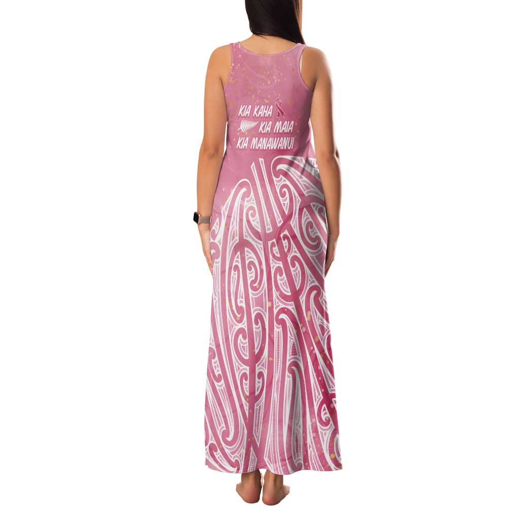 Breast Cancer Awareness Maori Tank Maxi Dress Kia Kaha Kia Maia Kia Manawanui LT7 - Polynesian Pride