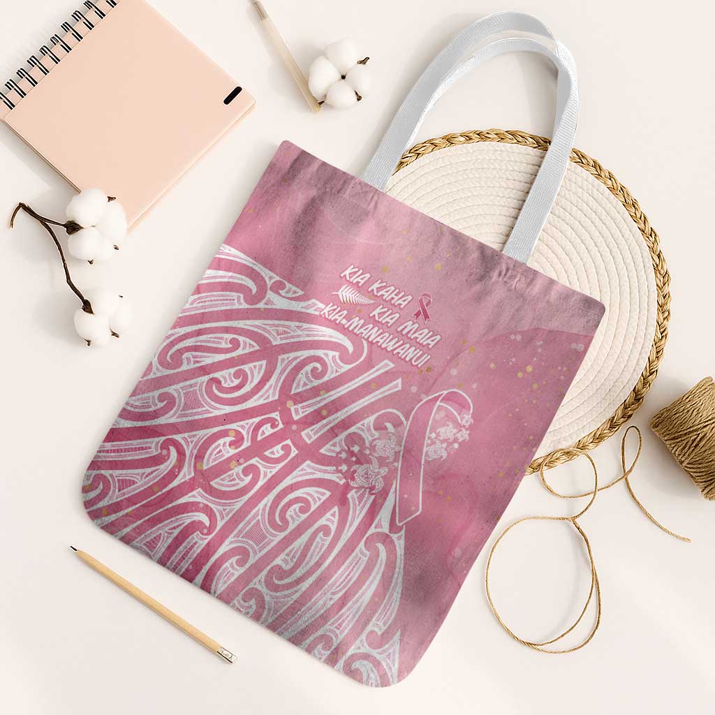Breast Cancer Awareness Maori Tote Bag Kia Kaha Kia Maia Kia Manawanui LT7 White Strap One Size Pink - Polynesian Pride