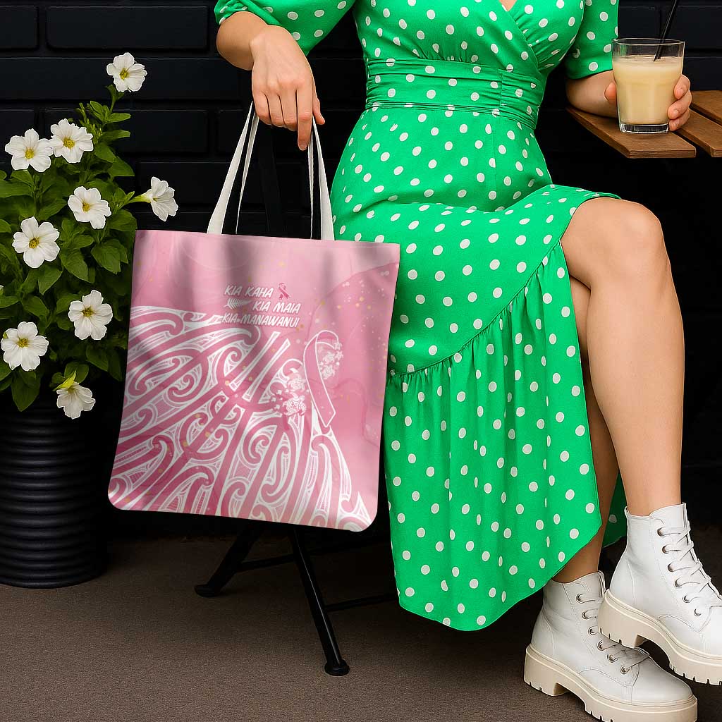 Breast Cancer Awareness Maori Tote Bag Kia Kaha Kia Maia Kia Manawanui LT7 - Polynesian Pride