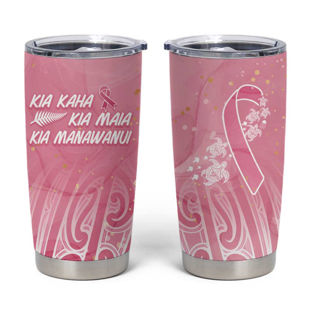 Breast Cancer Awareness Maori Tumbler Cup Kia Kaha Kia Maia Kia Manawanui LT7 Pink - Polynesian Pride
