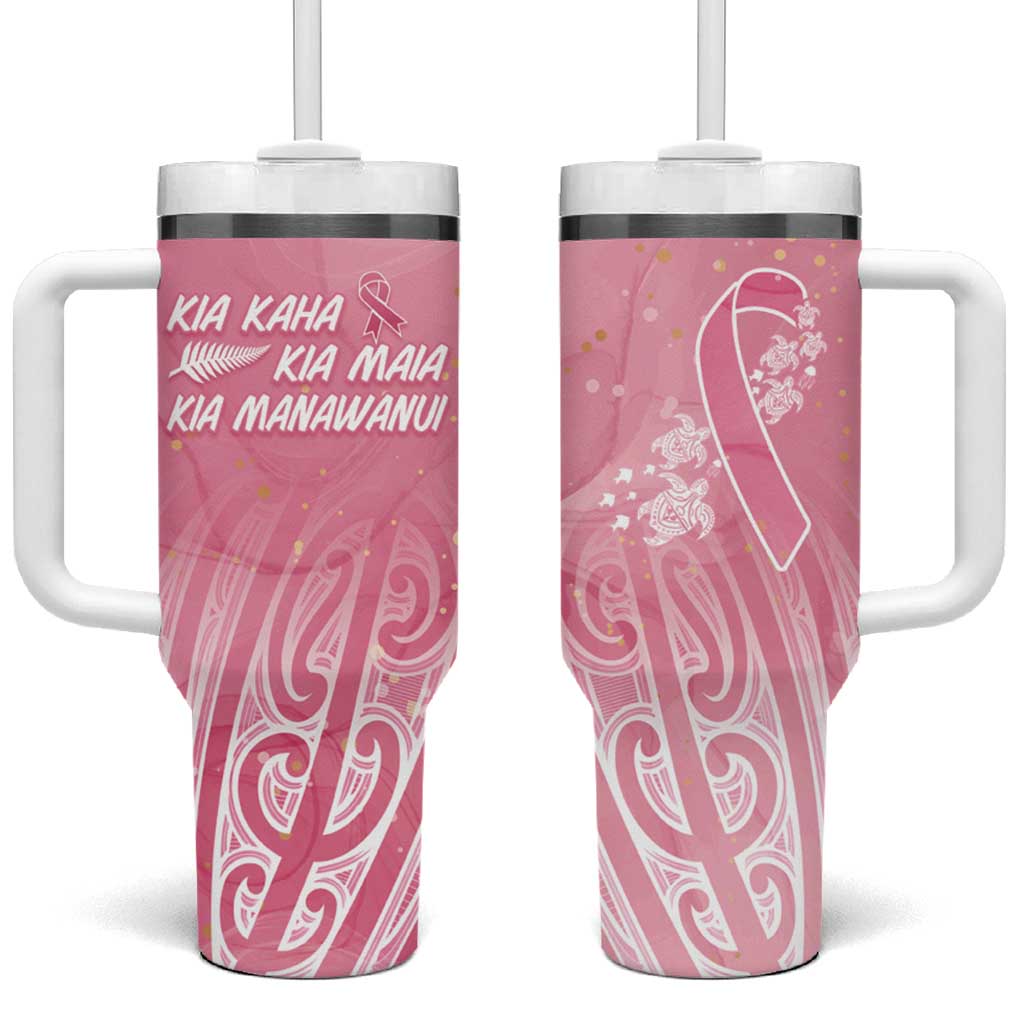 Breast Cancer Awareness Maori Tumbler With Handle Kia Kaha Kia Maia Kia Manawanui LT7 One Size: 40 oz Pink - Polynesian Pride