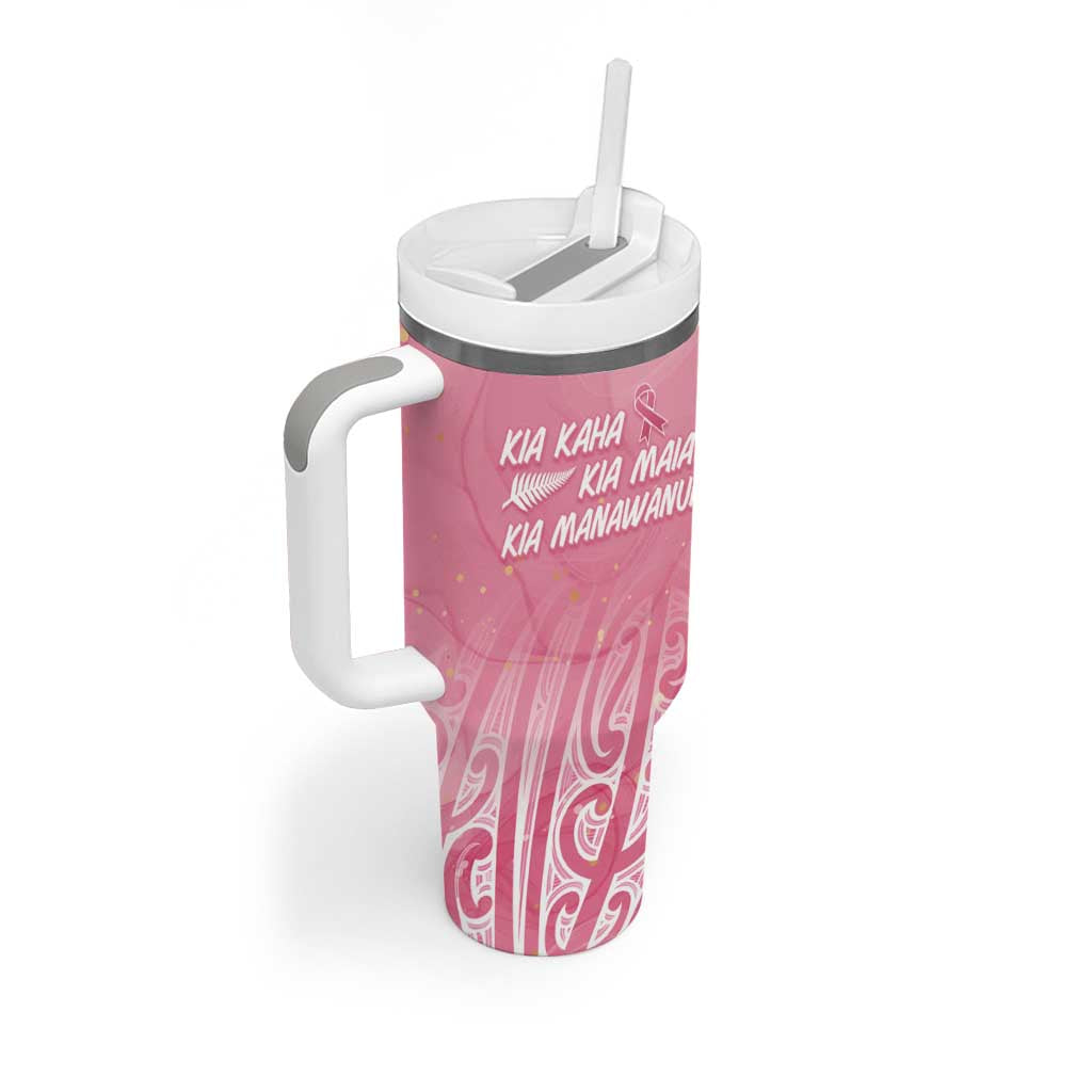 Breast Cancer Awareness Maori Tumbler With Handle Kia Kaha Kia Maia Kia Manawanui LT7 - Polynesian Pride