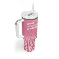 Breast Cancer Awareness Maori Tumbler With Handle Kia Kaha Kia Maia Kia Manawanui LT7 - Polynesian Pride
