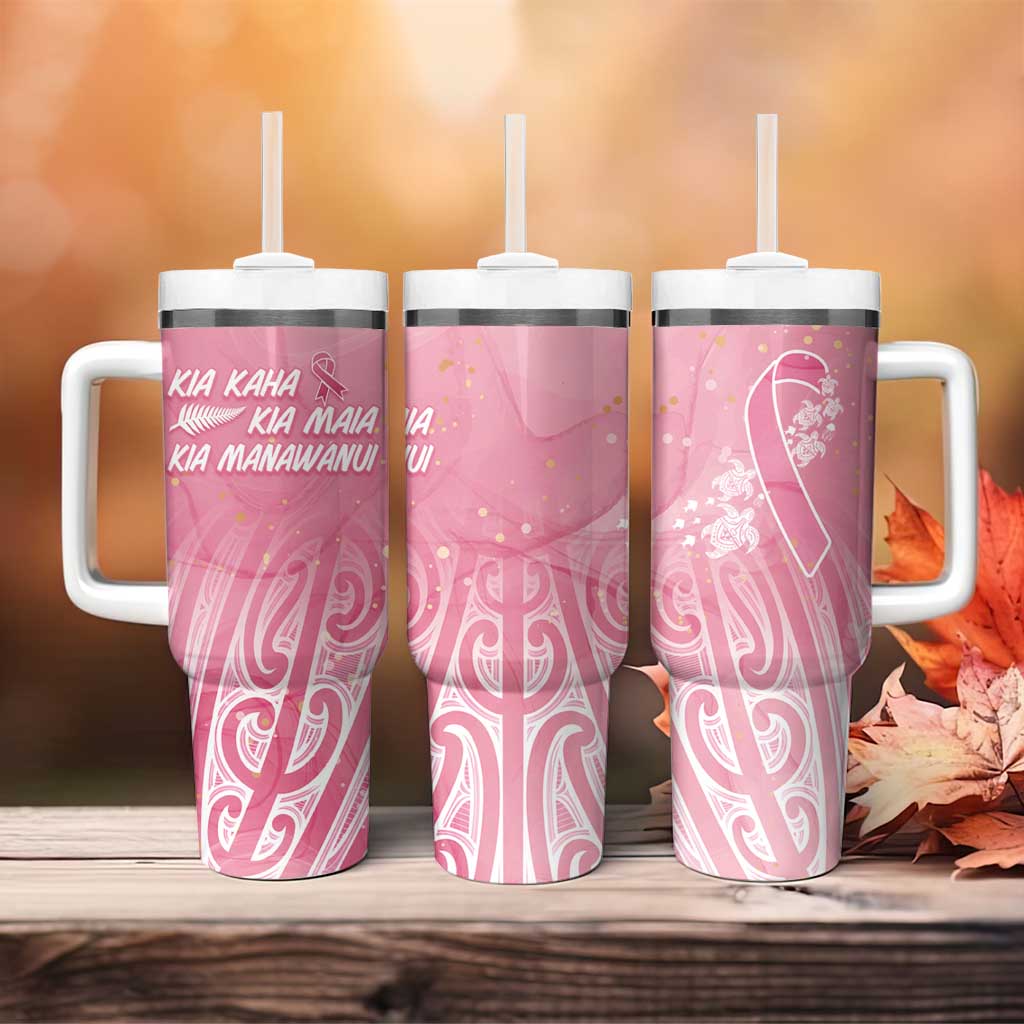 Breast Cancer Awareness Maori Tumbler With Handle Kia Kaha Kia Maia Kia Manawanui LT7 - Polynesian Pride