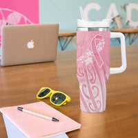 Breast Cancer Awareness Maori Tumbler With Handle Kia Kaha Kia Maia Kia Manawanui LT7 - Polynesian Pride