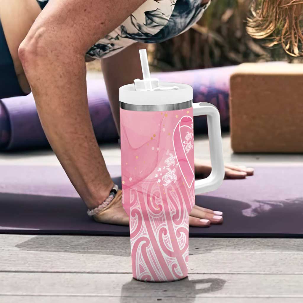 Breast Cancer Awareness Maori Tumbler With Handle Kia Kaha Kia Maia Kia Manawanui LT7 - Polynesian Pride