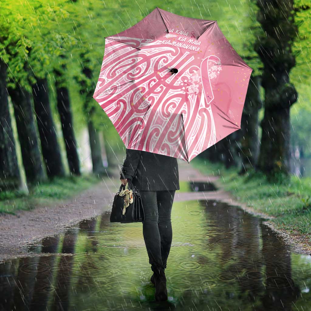 Breast Cancer Awareness Maori Umbrella Kia Kaha Kia Maia Kia Manawanui - Polynesian Pride