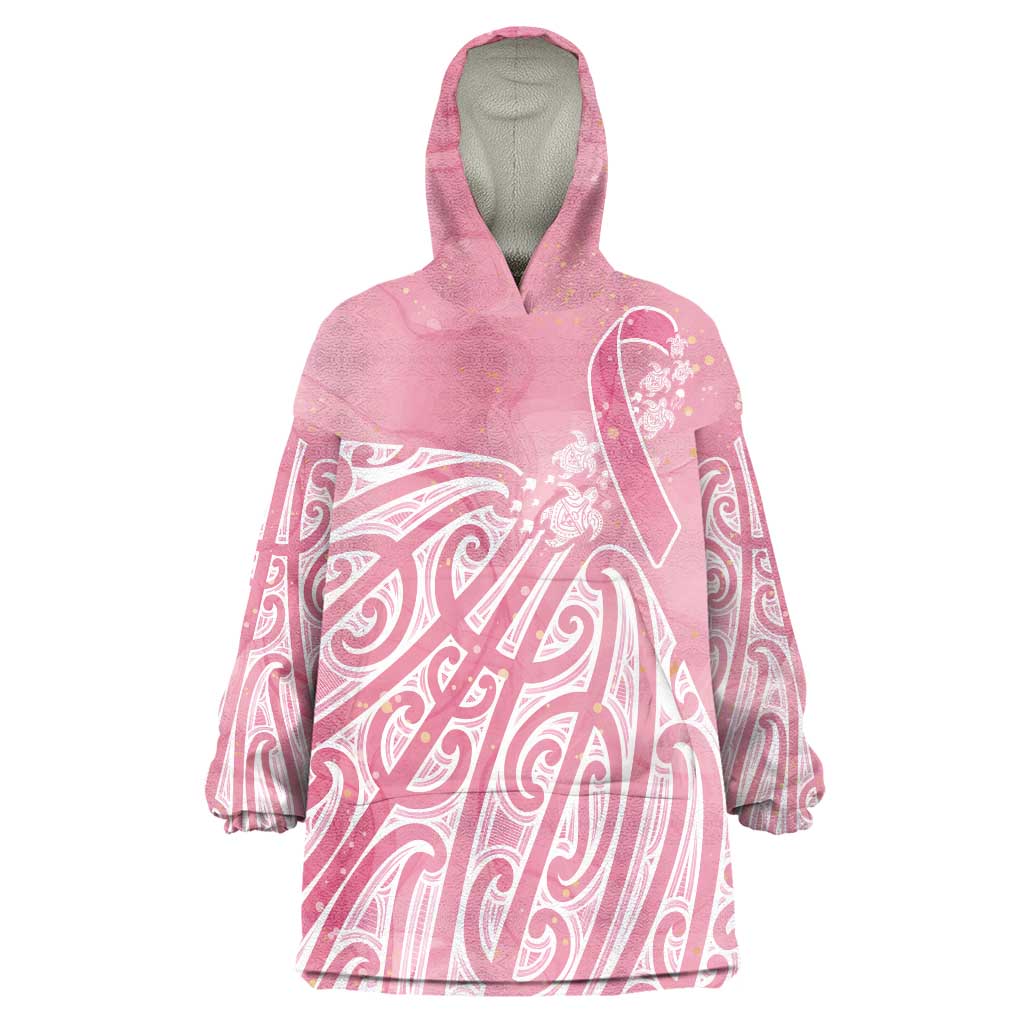 Breast Cancer Awareness Maori Wearable Blanket Hoodie Kia Kaha Kia Maia Kia Manawanui LT7 One Size Pink - Polynesian Pride