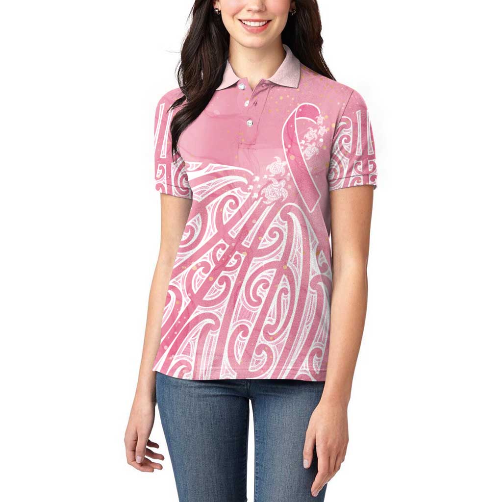 Breast Cancer Awareness Maori Women Polo Shirt Kia Kaha Kia Maia Kia Manawanui - Polynesian Pride