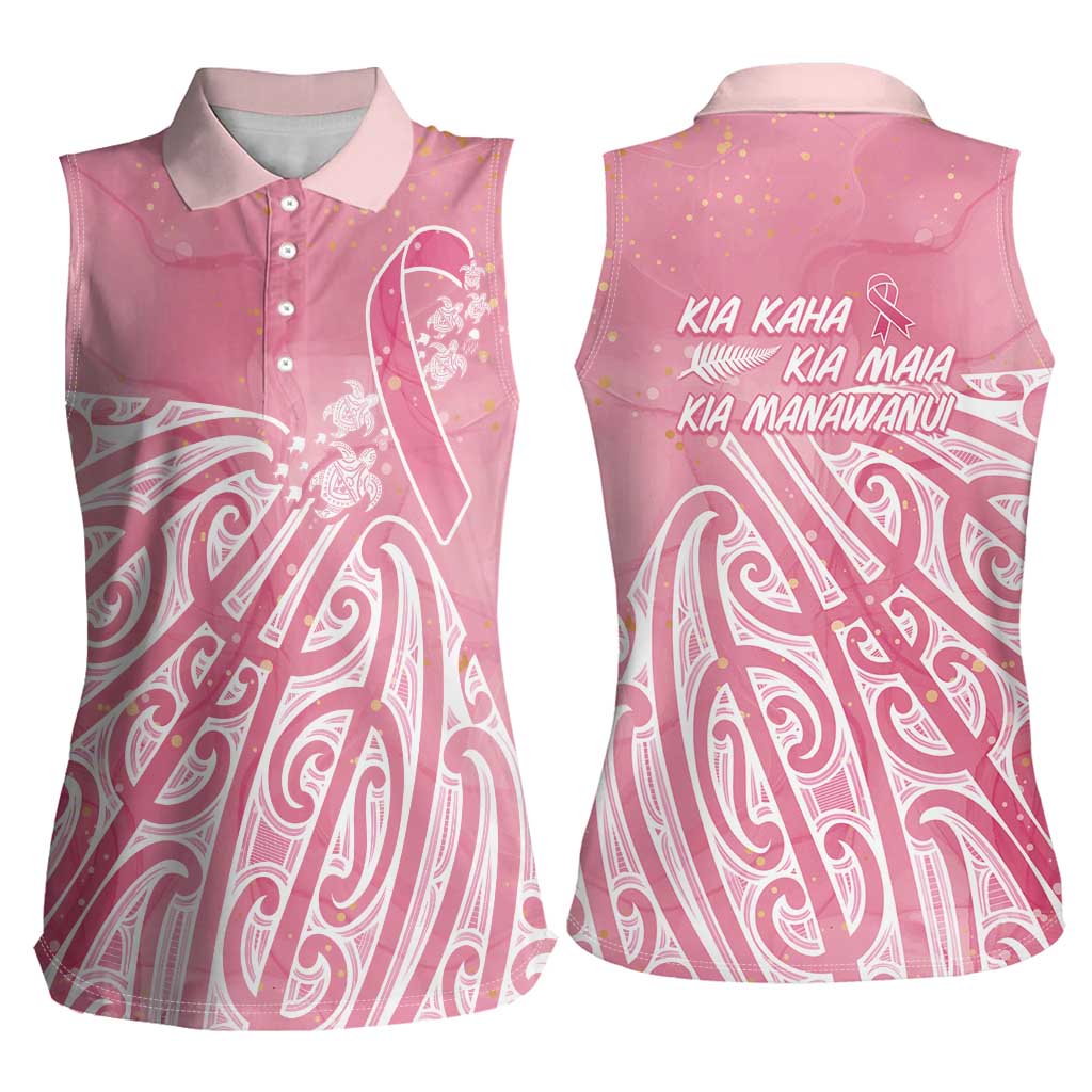 Breast Cancer Awareness Maori Women Sleeveless Polo Shirt Kia Kaha Kia Maia Kia Manawanui LT7 - Polynesian Pride