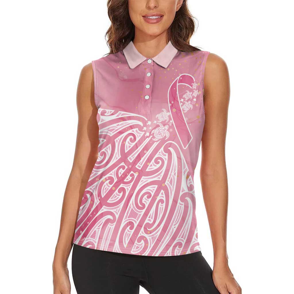 Breast Cancer Awareness Maori Women Sleeveless Polo Shirt Kia Kaha Kia Maia Kia Manawanui LT7 - Polynesian Pride