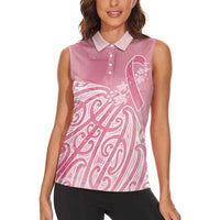 Breast Cancer Awareness Maori Women Sleeveless Polo Shirt Kia Kaha Kia Maia Kia Manawanui LT7 - Polynesian Pride