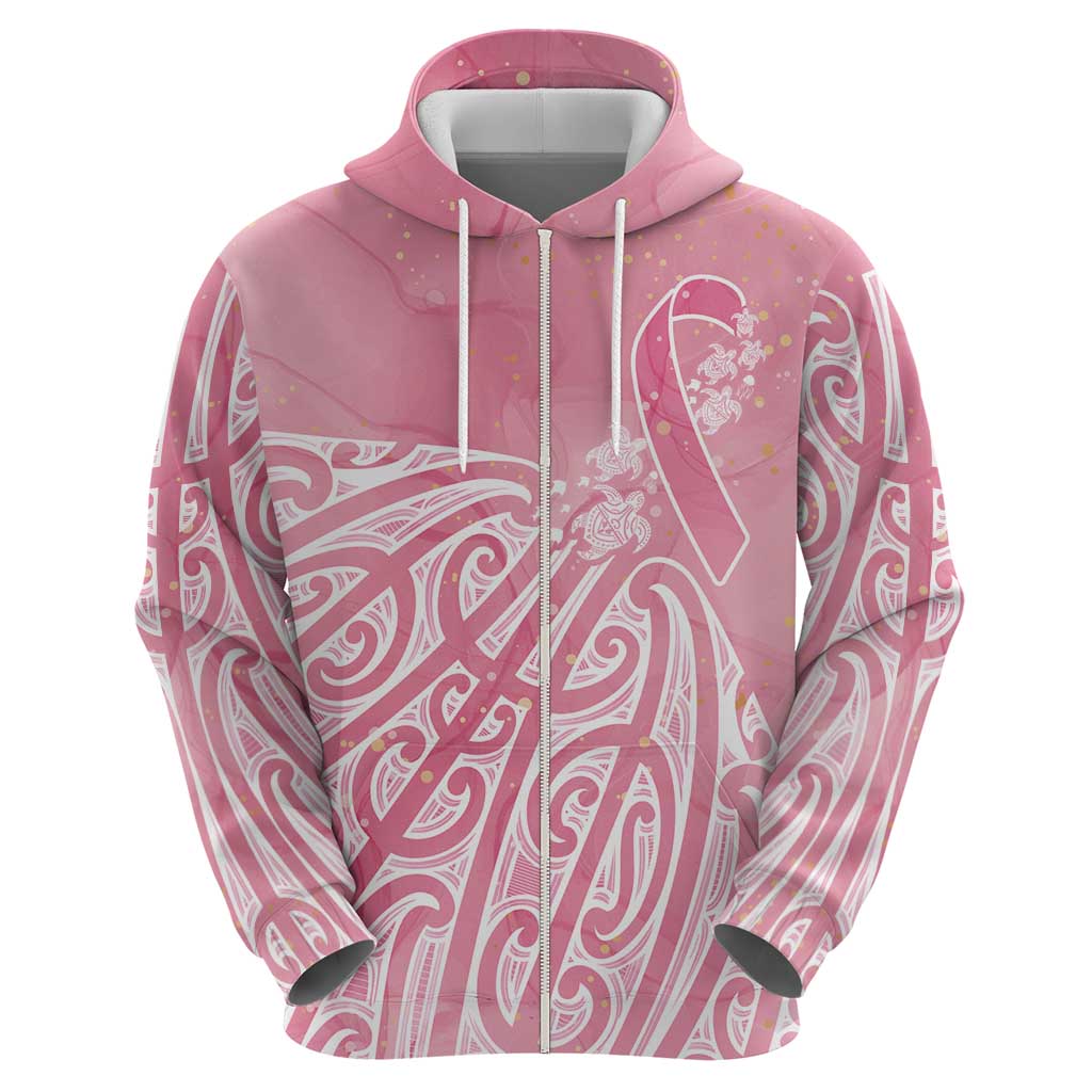 Breast Cancer Awareness Maori Zip Hoodie Kia Kaha Kia Maia Kia Manawanui LT7 - Polynesian Pride