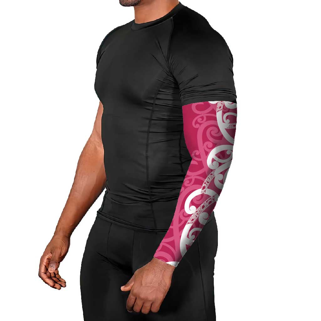 Breast Cancer Awareness Maori Arm Sleeves Koru Kowhaiwhai - Polynesian Pride