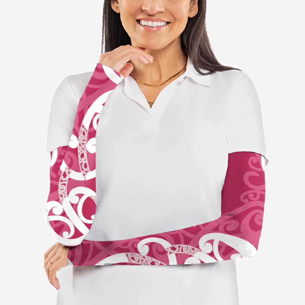 Breast Cancer Awareness Maori Arm Sleeves Koru Kowhaiwhai - Polynesian Pride