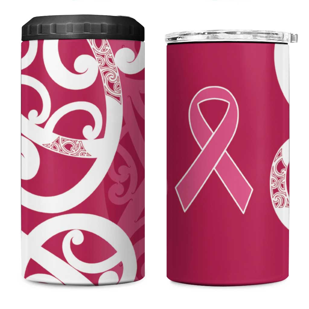 Breast Cancer Awareness Maori 4 in 1 Can Cooler Tumbler Koru Kowhaiwhai LT7 One Size: 16 oz Pink - Polynesian Pride