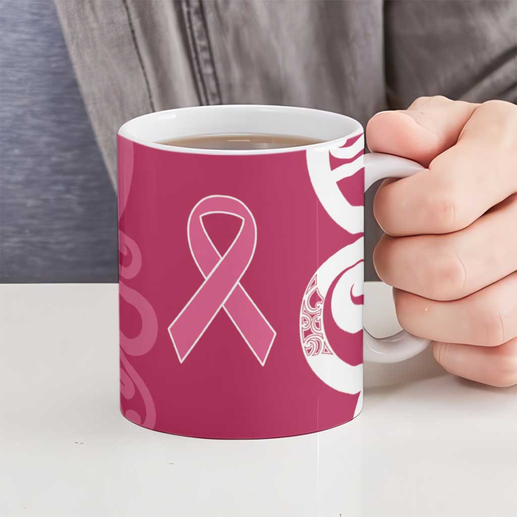 Breast Cancer Awareness Maori Ceramic Mug Koru Kowhaiwhai - Polynesian Pride