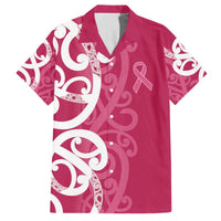Breast Cancer Awareness Maori Family Matching Off The Shoulder Long Sleeve Dress and Hawaiian Shirt Koru Kowhaiwhai LT7 Dad's Shirt - Short Sleeve Pink - Polynesian Pride